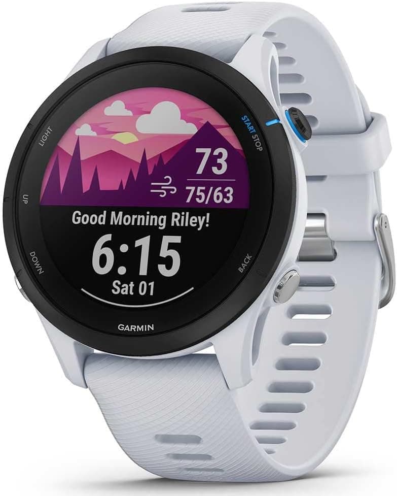 Garmin Forerunner 255 Music, relógio inteligente para correr com GPS, armazenamento de música, métricas avançadas, Garmin Pay, autonomia de 14 dias, branco