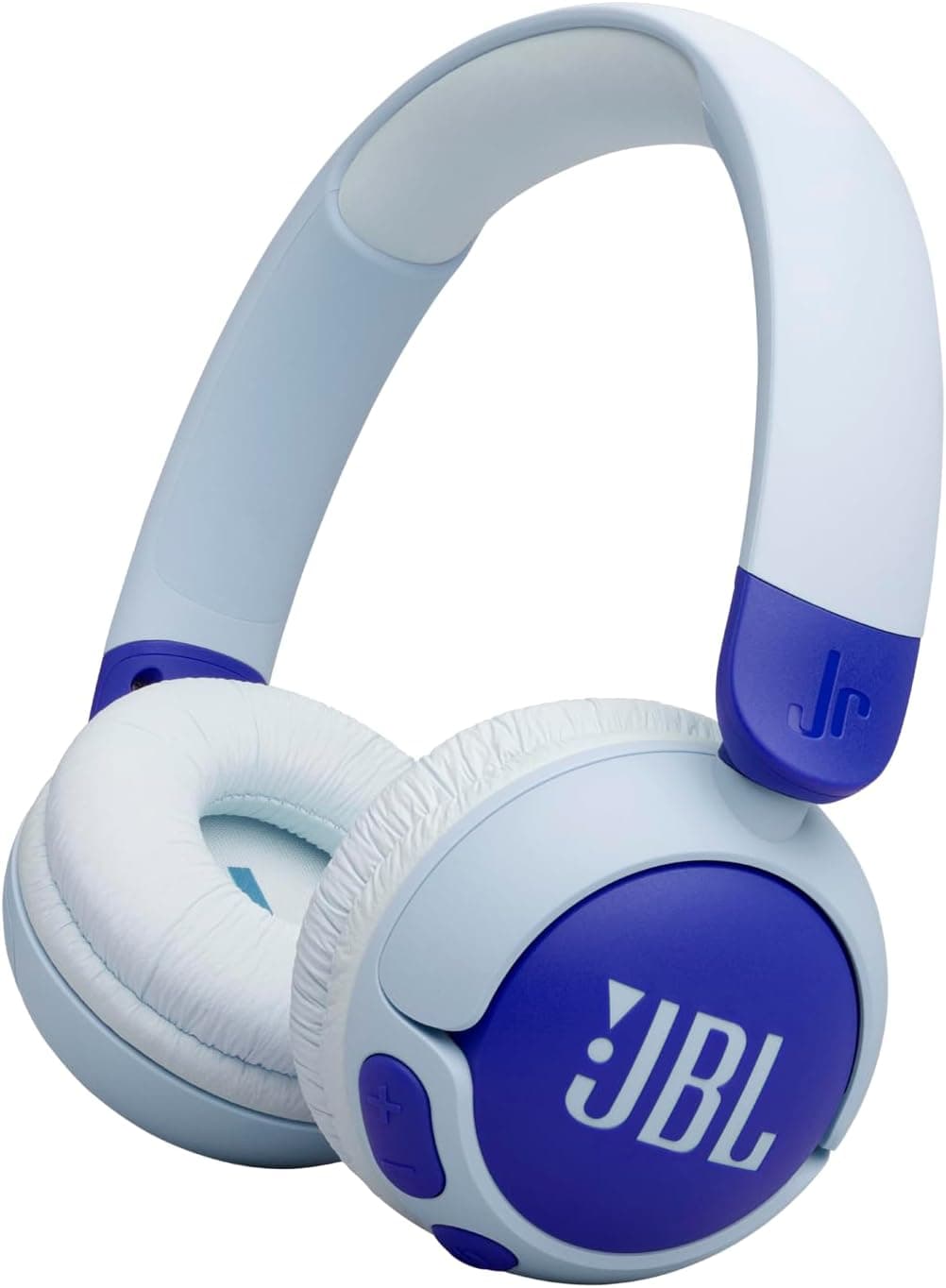 JBL Junior 320 BT, auriculares supra-aurais e sem fios para crianças, Bluetooth, microfone, Safe Sound, volume até 85 dB, bateria de 50 hras, conjunto de autocolantes, design dobrável, azul