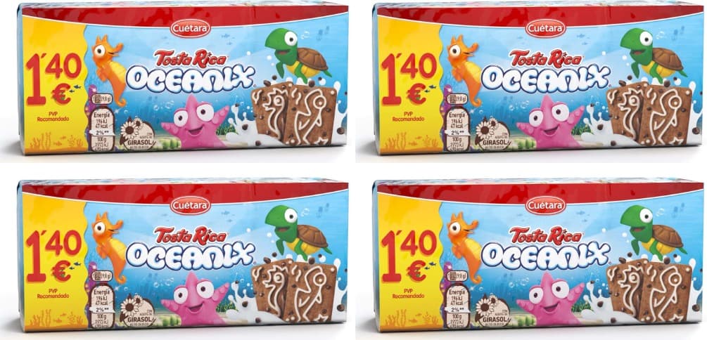 Tosta-Rica Oceanix | Bolachas divertidas de trigo marinho, 160 g x 4