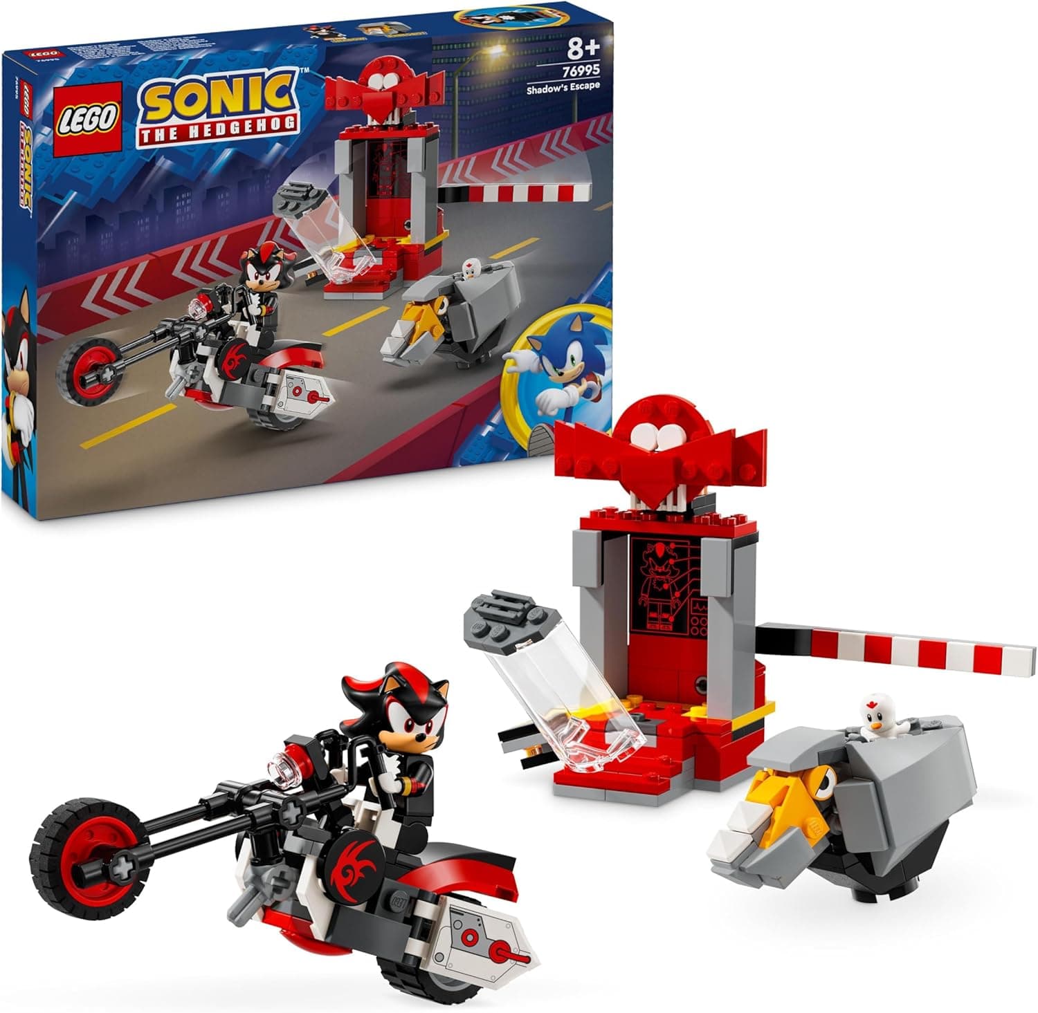 LEGO Sonic The Hedgehog Fuida de Shadow The Hedgehog, brinquedo de motociclo, figuras de ação de personagens de videojogo de ouriço azul, presente para crianças, meninas e jogadores de 8 anos ou mais