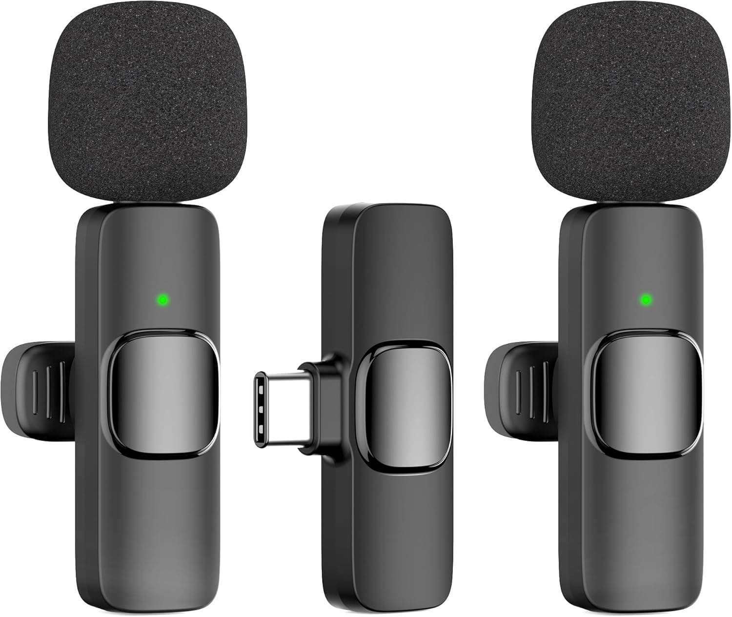 Microfone sem fios para iPhone/iOS/Android/PC/Laptop, microfone Lavalier sem fios para telemóvel portátil, Bluetooth microfone para Facebook, Youtube, Twitter (por tipo-C)