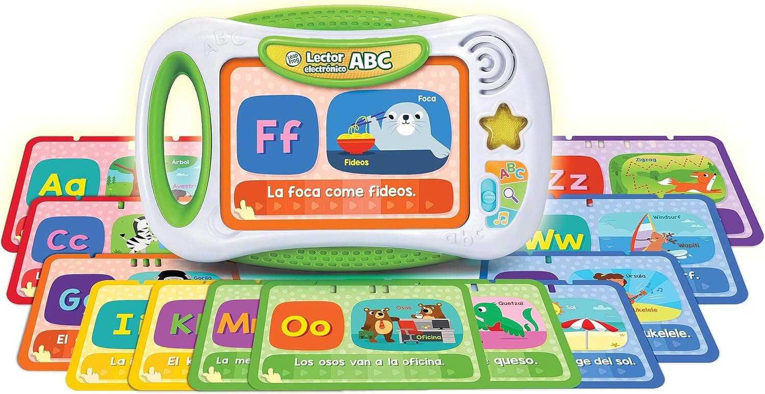 VTech Leapfrog Leitor eletrónico ABC Toca e descobre, brinquedo interativo para crianças + 2 anos, aprenda a ler, vocabulário em inglês, versão ESP