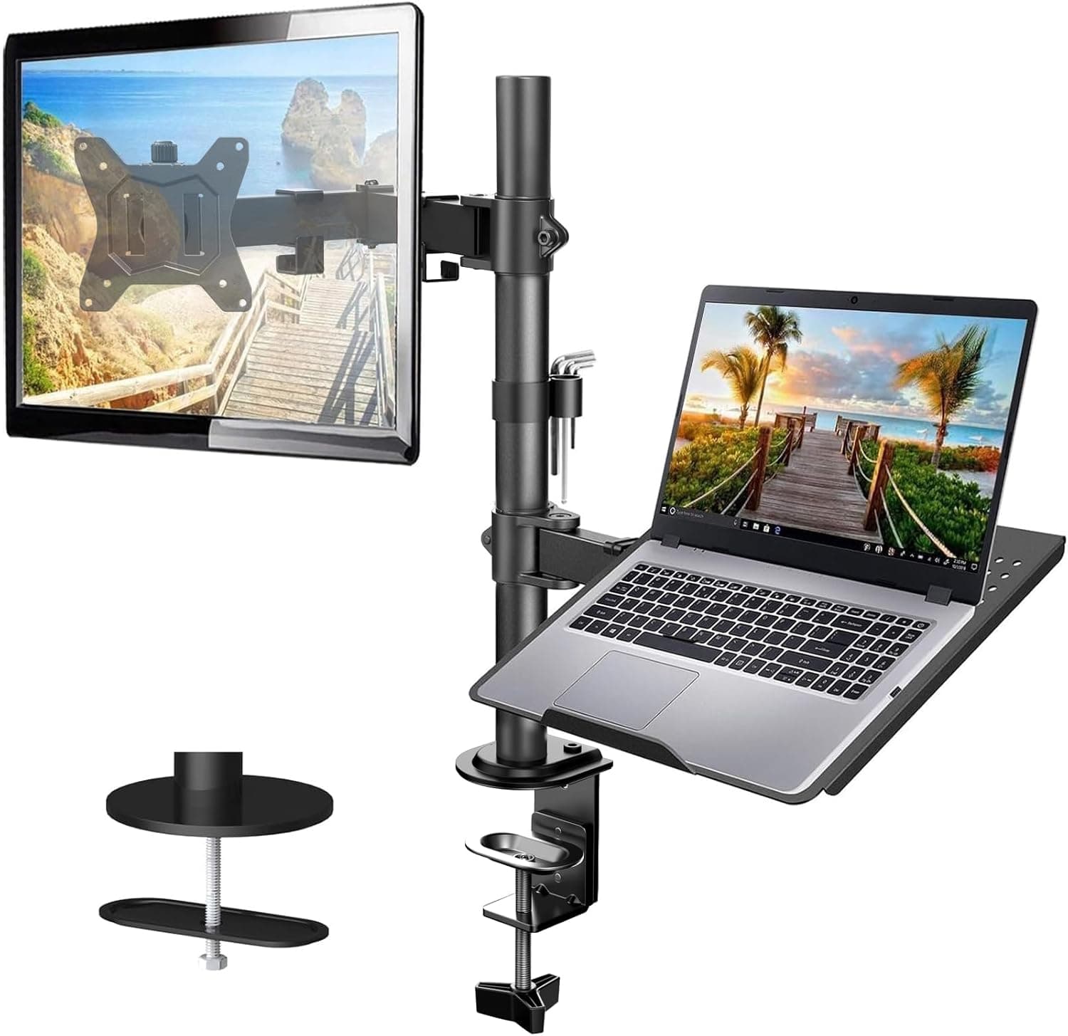 HUANUO HNCM2 | Suporte articulado para monitor e portátil com ajuste de altura e rotação 360°