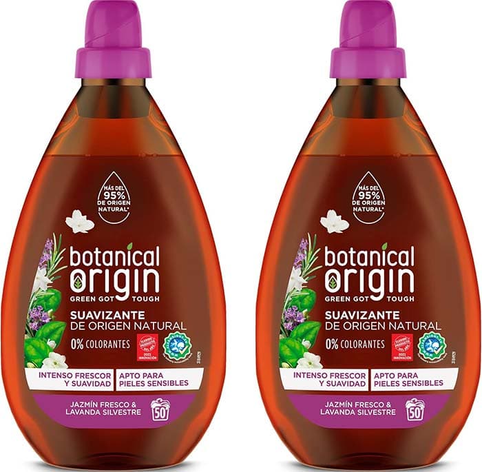 Origem botânica Amaciador suave ecológico para roupa, fragrância de jasmim fresca e lavanda selvagem, 50 lavagens, 2 embalagens