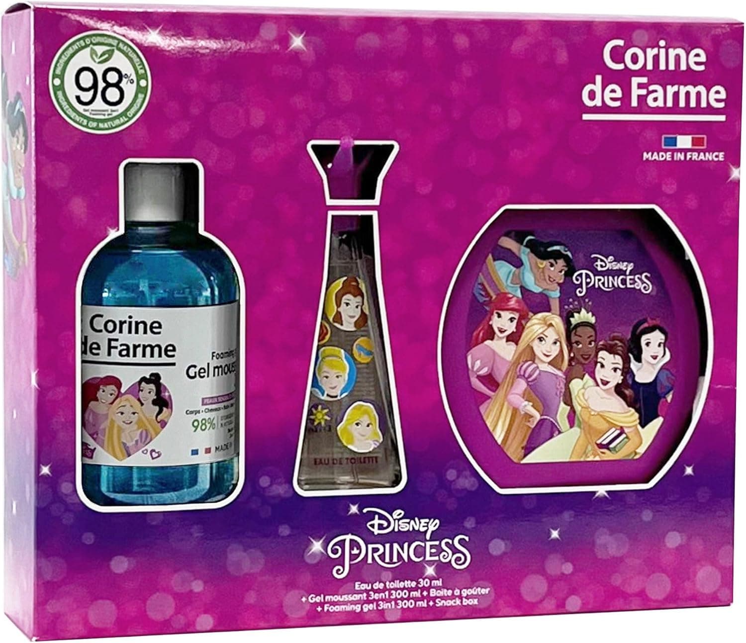 Estojo de princesa EDT 30 ml espuma de banho 300 ml caixa lanche