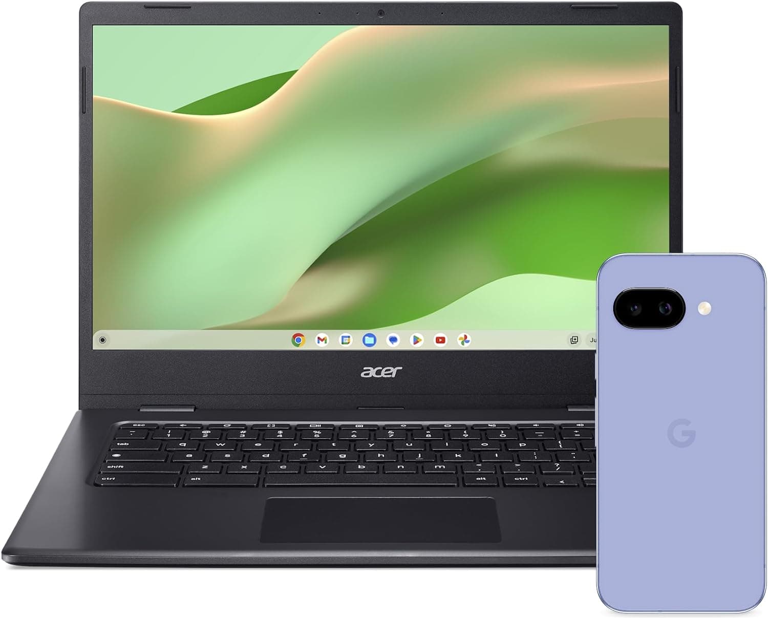 Google Pixel 9a – Smartphone Android livre com câmara com IA, bateria para o dia todo e poderosas funcionalidades de segurança: lilás, 128 GB Acer Chromebook 314