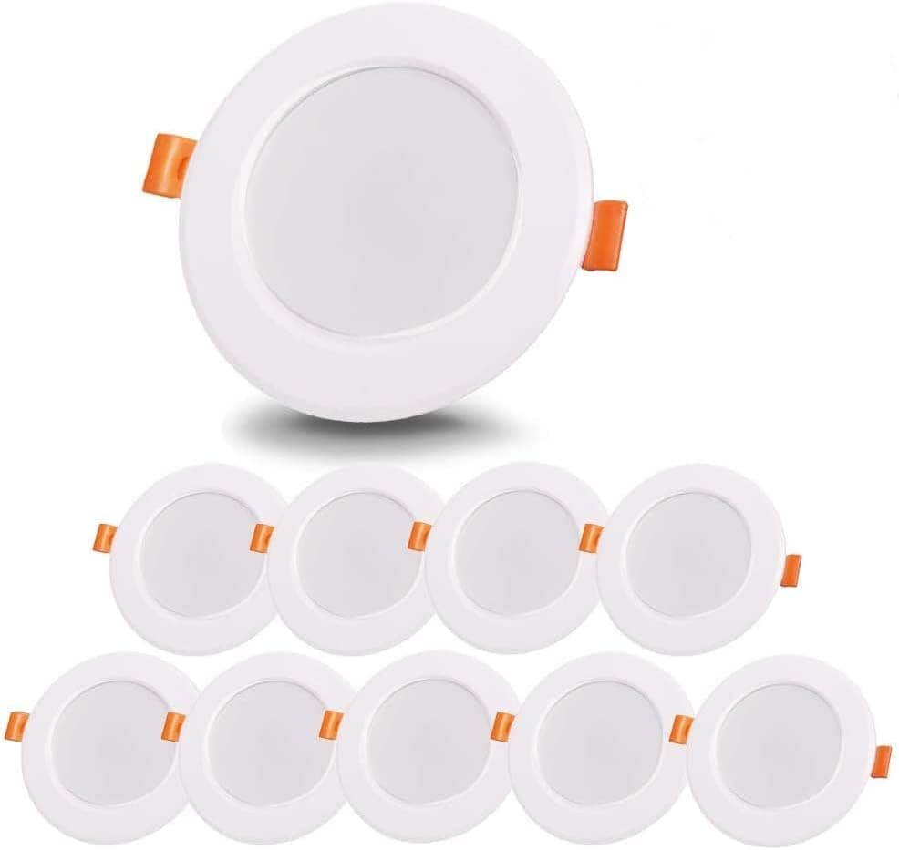 Bonnov | Pack de 10 focos de encastrar LED redondos 8W luz branca quente para interiores