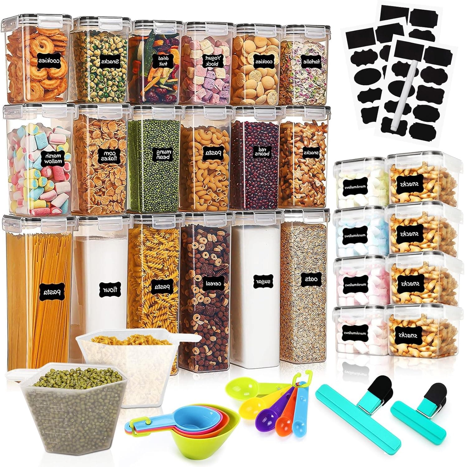 YUTUY StorageJar | Conjunto de 26 recipientes empilháveis e herméticos para organização de alimentos na cozinha