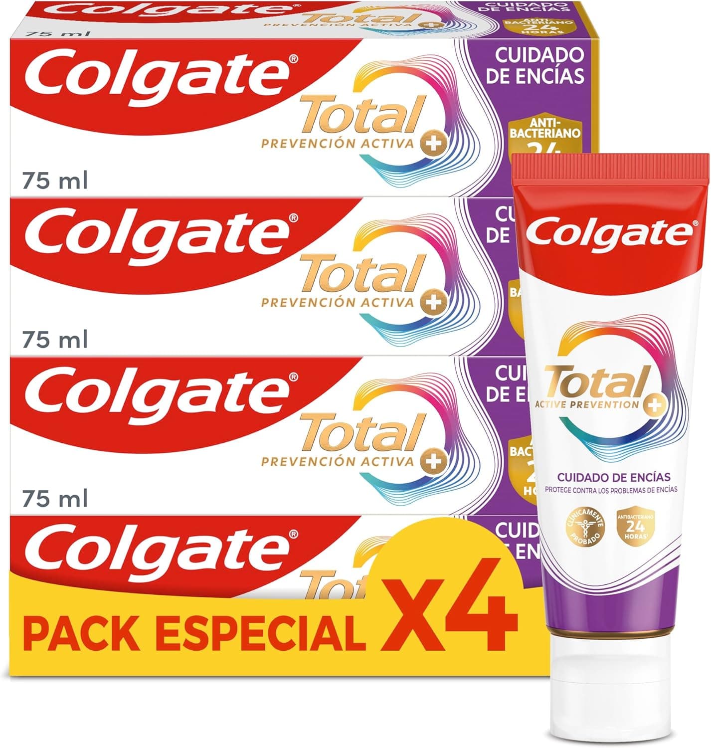 Colgate Prevenção ativa total cuidado com gengivas pasta de dentes 4 x 75 ml