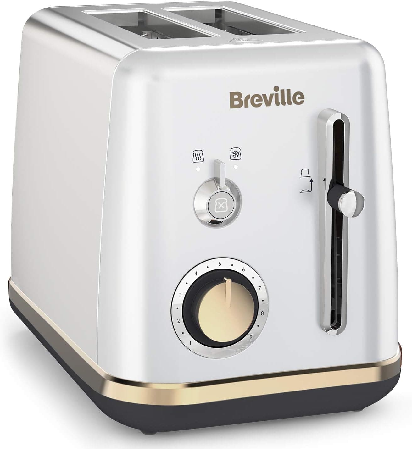 Breville VTT935X - Torradeira de 2 fatias com bandeja para aquecer pastelaria, coleção mostra, prateado Moonshine Silver com detalhes dourados