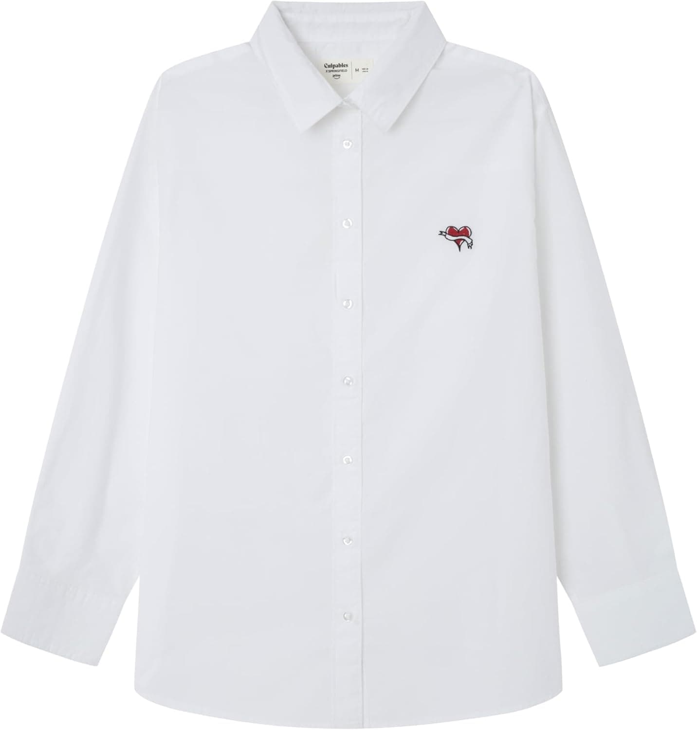 SPRINGFIELD Camisa de veludo lisa para mulher com logótipo pequeno no peito, coleção culpável