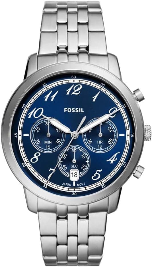 Relógio Fossil Neutra para Homem, Movimento Cronógrafo de Quartzo com Bracelete em Aço Inoxidável