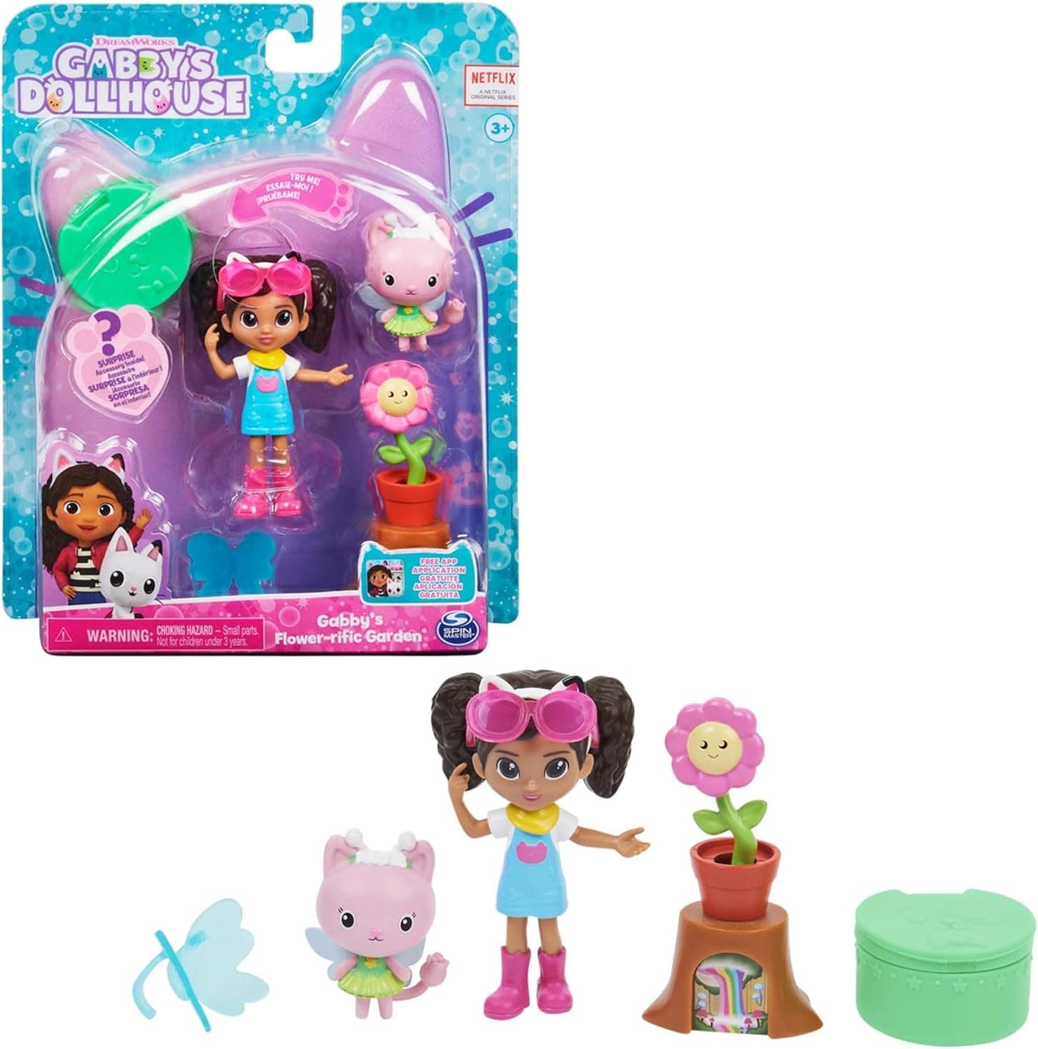 A casa de bonecas de GABBY - festa no jardim - jardim flor rific da casa de bonecas de Gabby com 2 figuras, 2 acessórios, 1 caixa surpresa e um móvel - 6062026 - brinquedos crianças 3 anos +