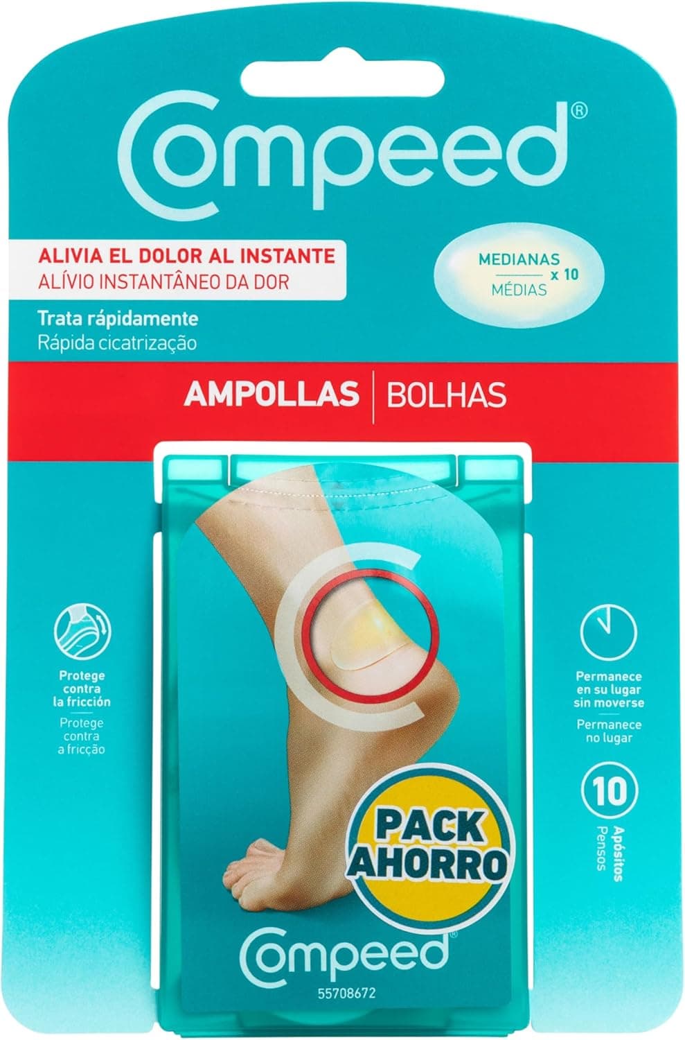 COMPEED Ampolas médias, proteção contra roçaduras, pack de 10 unidades