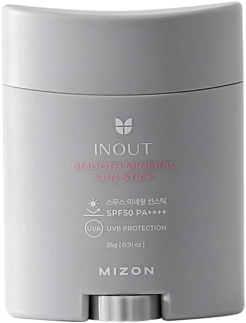 Mizon Inout Smooth Mineral Sun Stick spf50 pa++++ (26G) - Stick solar para levar consigo em todos os lugares, proteção de longa duração 24 h, para peles sensíveis/com acne, respeito o mar