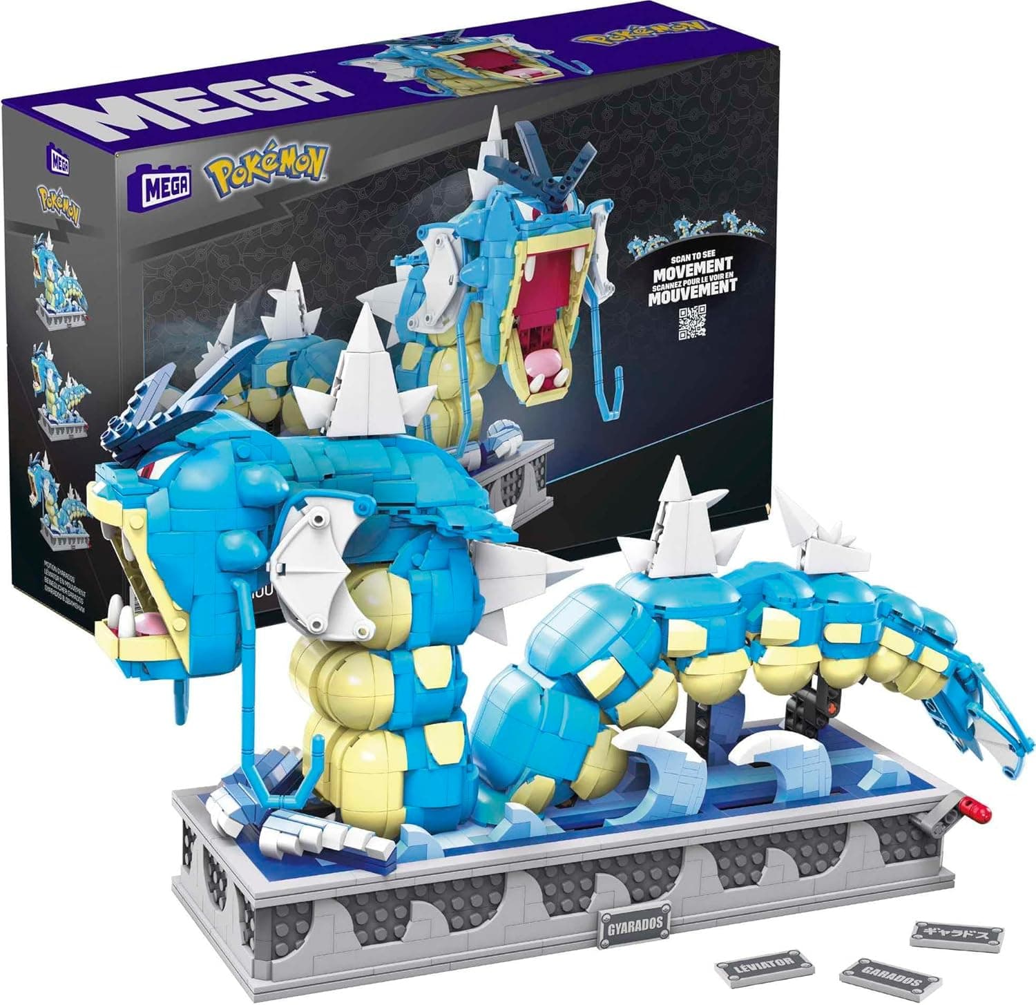 Mega Construx Gyarados | Figura articulada de construção Pokémon para crianças a partir dos 10 anos