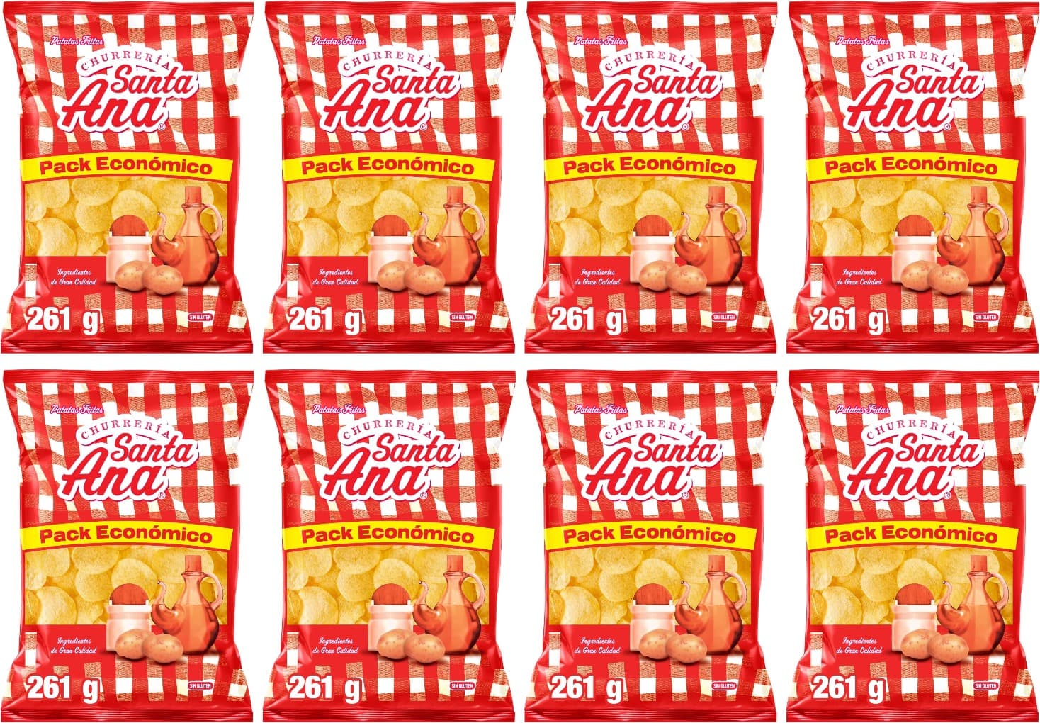 Santa Ana Original churreria | Batatas fritas com sal em estilo churreria snack em pacote familiar 261 g x8