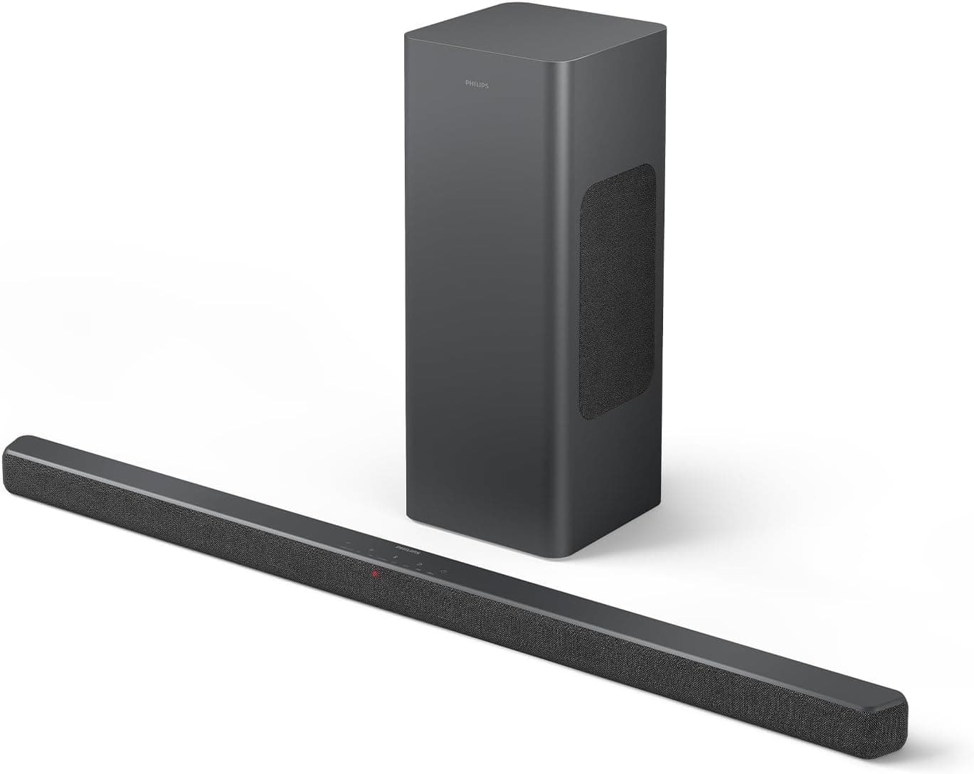 Philips TAB6309 Barra de som 2.1 com subwoofer sem fios, canais 2.1 de 320 W, DTS Virtual X, Bluetooth 5.4, HDMI ARC, conexão ótica e conectividade USB, cinzento-escuro