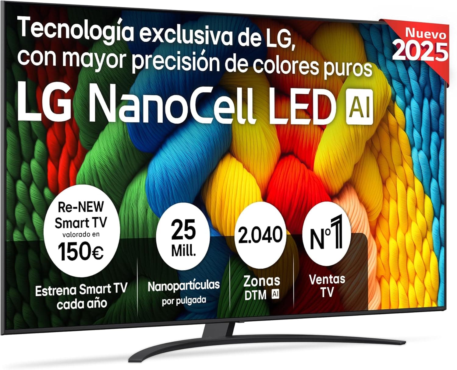 G 86NANO81A6A Televisão 86", 4K NanoCell, Smart TV, LED IA, WebOS 25, processador potente e inteligente, Super Upscaling, Dolby Digital Plus, Alexa/Google Assistant, preto