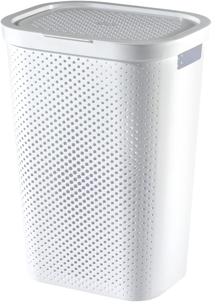 Curver Hamper- Cesto de roupa suja, 60 l, 44 x 35 x H60, 100 % material reciclado, branco