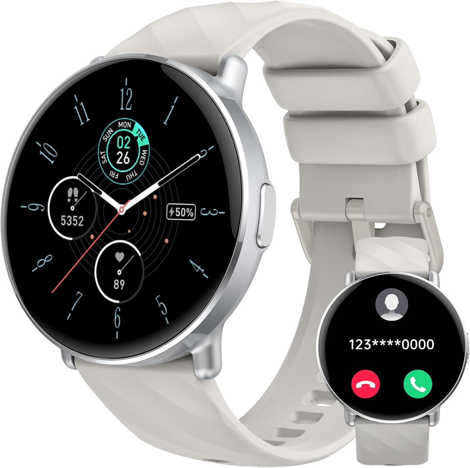 Relógio inteligente homem mulher com chamadas, 1,39" HD Smartwatch homem com monitor de sono/pedómetro, 112 modos desportivos, novo relógio desportivo IP68 impermeável para Android iOS, branco
