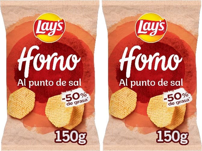 Lay's Forno, batatas assadas no ponto de sal com menos gordura, produto de aperitivo, saco individual, 150 g x2