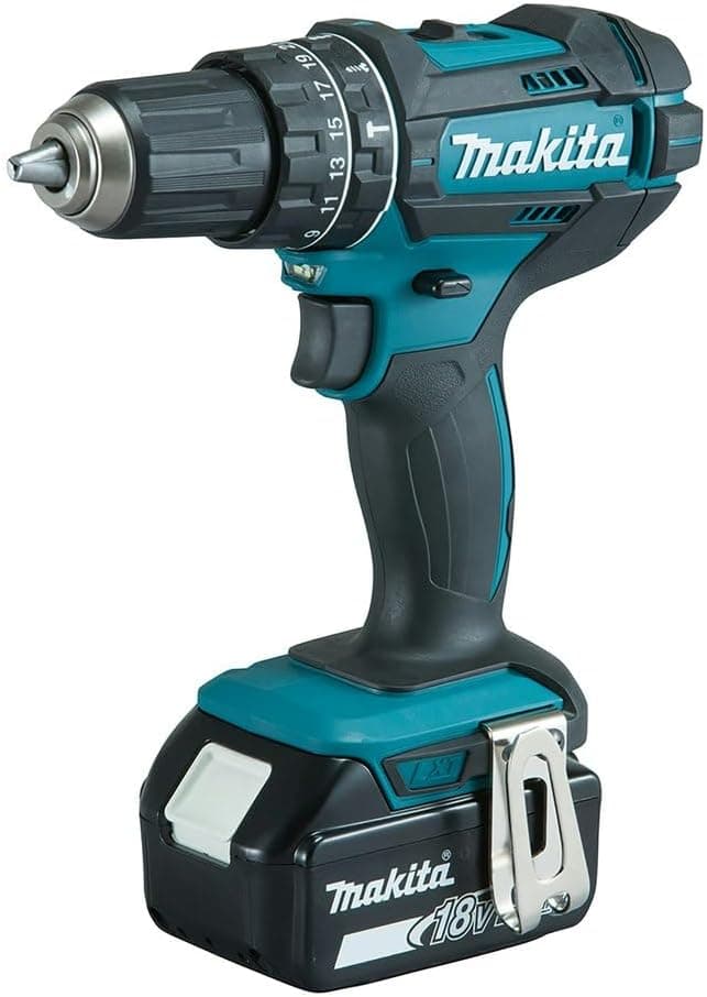Makita DHP482RFX3 | Berbequim aparafusadora com percussão 18 V com 3 baterias 3 Ah, conjunto de acessórios e saco de transporte