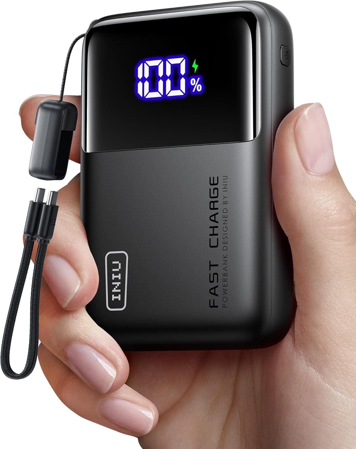 INIU 100W 25000mAh | Power bank portátil com carga rápida PD3.0 QC3.0 e cabo USB‑C
