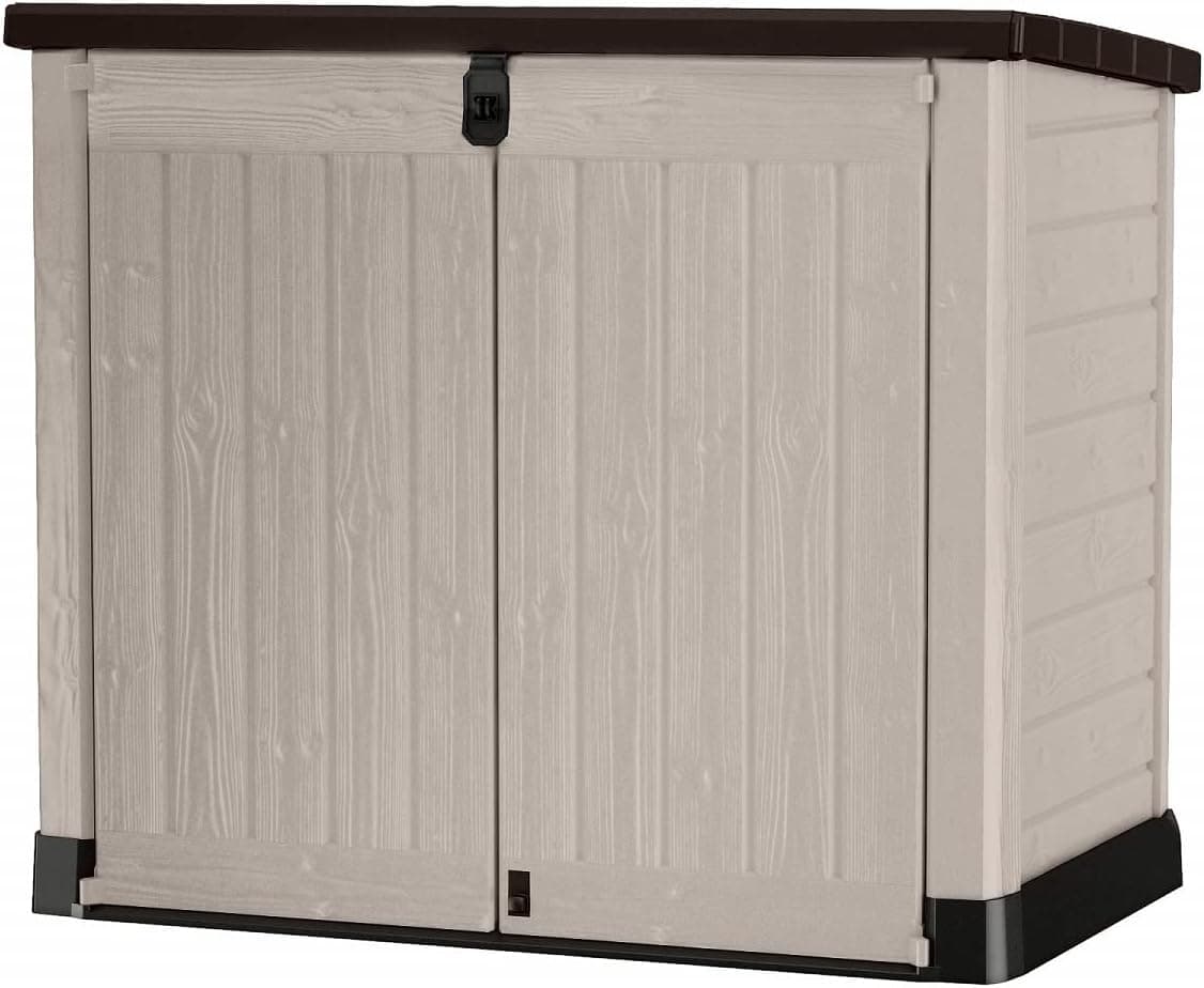 Keter Sio Pro Galpão de jardim exterior, capacidade 1200 l, cor bege/castanho, 145,5 x 82 x 123 cm