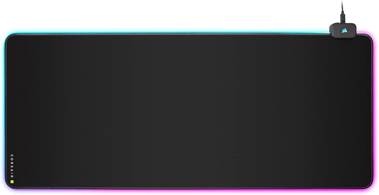 Corsair MM700 RGB Extended XL Tapete de rato de tecido para jogos - 930 mm x 400 mm x 4 mm - iluminação RGB de 360 ° - hub de duas portas USB - borracha grossa - preto