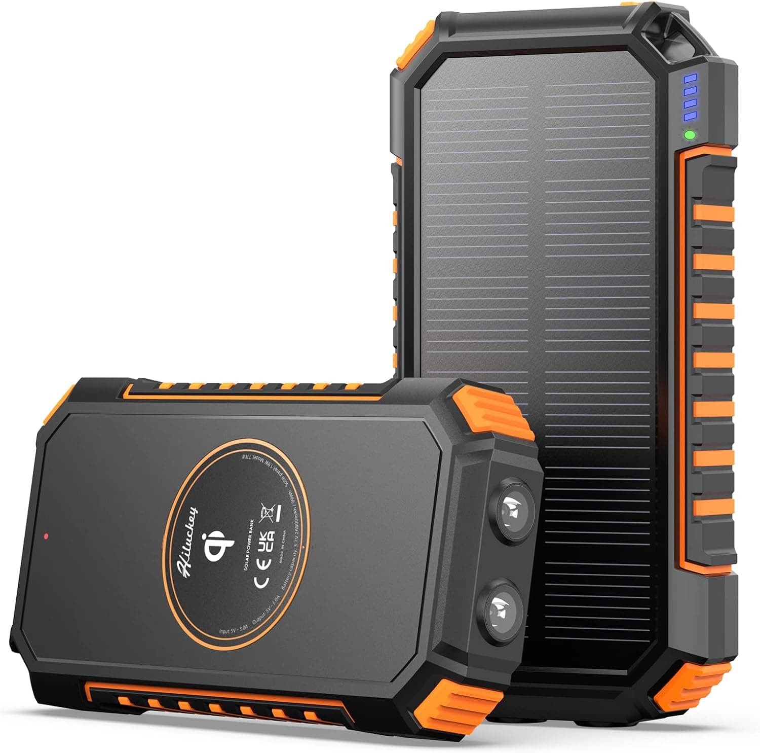 Hiluckey Carregador solar 26800 mAh bateria externa sem fios Power Bank USB C carregamento rápido carregador portátil móvel com 4 saídas para telemóvel tablets