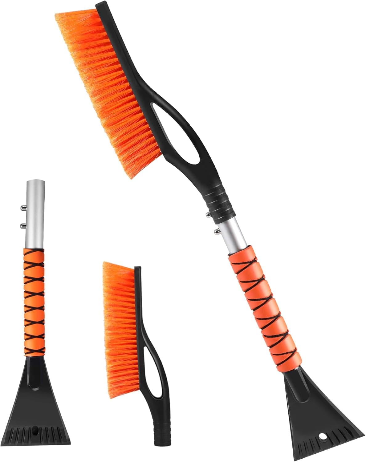 ihaspoko Raspador de gelo com escova de neve, e cabo ergonómico para para-brisas (ABS durável, PVC escova), 67x11cm