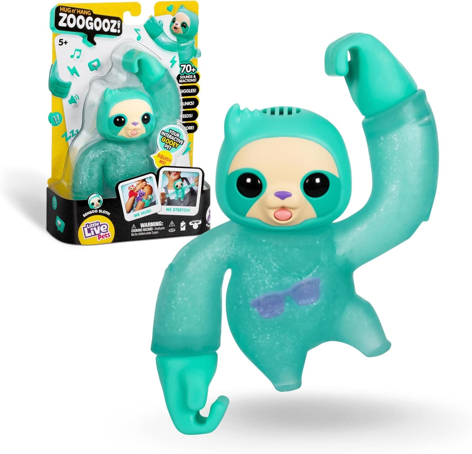Little Live Pets Hug n’ Hang Sensoo | Bicho elástico interativo com mais de 70 sons e reações, ideal para crianças a partir dos 2 anos