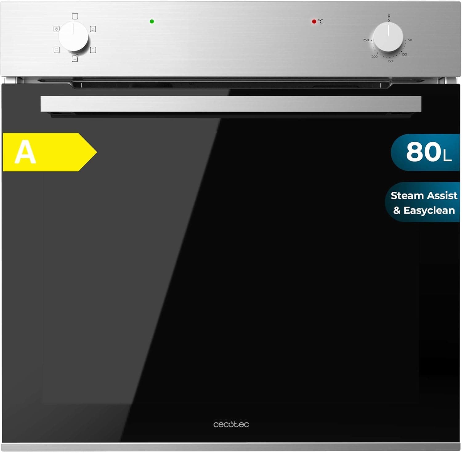 Cecotec Forno integrado multifuncional convencional de 80 l Bolero Hexa C126400 Line. 2800W, 5 funções, baixo consumo, luz interior, Steam Assist, Steam EasyClean, porta fria com 2 cristais
