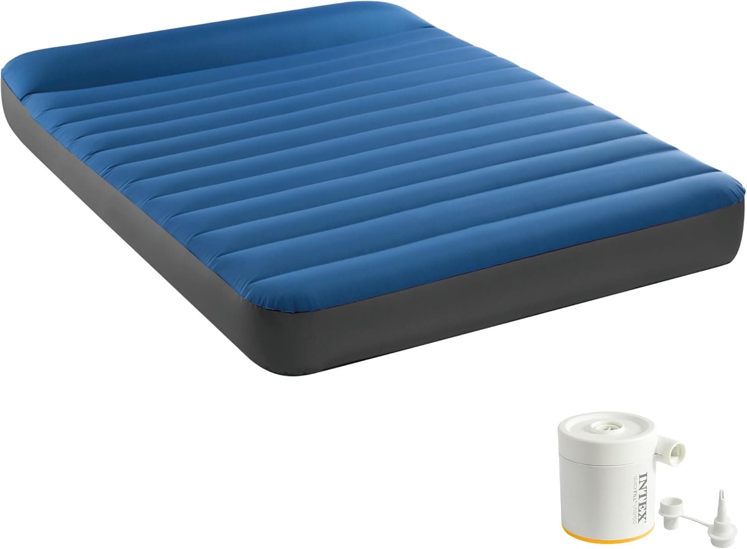 Intex, Colchão duplo insuflável, campismo Mattress, 137 x 191 cm, fibra de tecnologia, material TPU, leve, confortável, estável e firme, inchador elétrico incluído