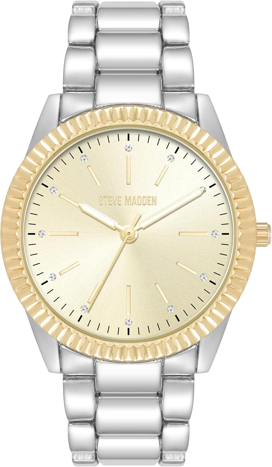 Steve Madden SMW232 | Relógio feminino de pulso com bracelete em aço e cristais