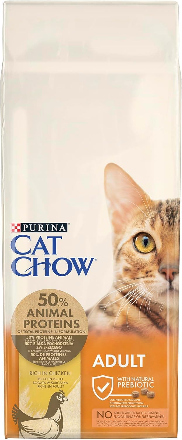 Purina Cat Chow Alimentação para gato adulto com frango, saco de 15 kg