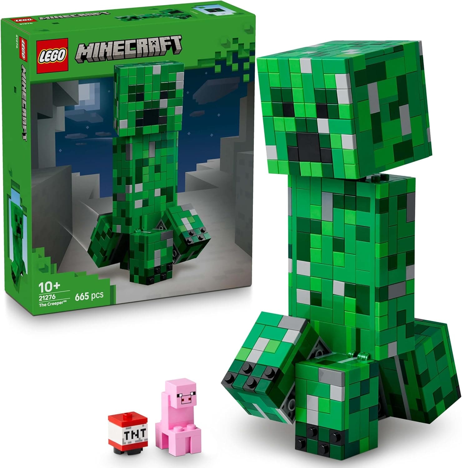 LEGO Minecraft El Creeper - figura articulada com compartimento oculto, porco e dinamite - brinquedo de construção para meninos e meninas de 10 anos - presente Gamer - decoração quarto 21276