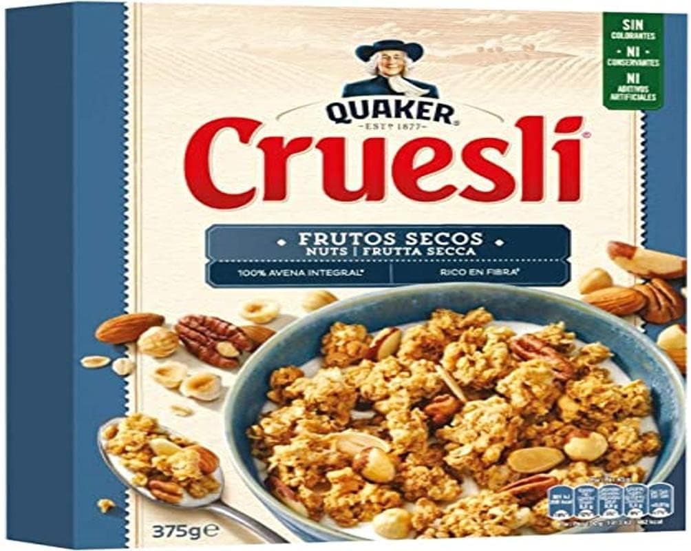 Quaker Cruesli Nuts | Cereal crocante com frutos secos, 375 g
