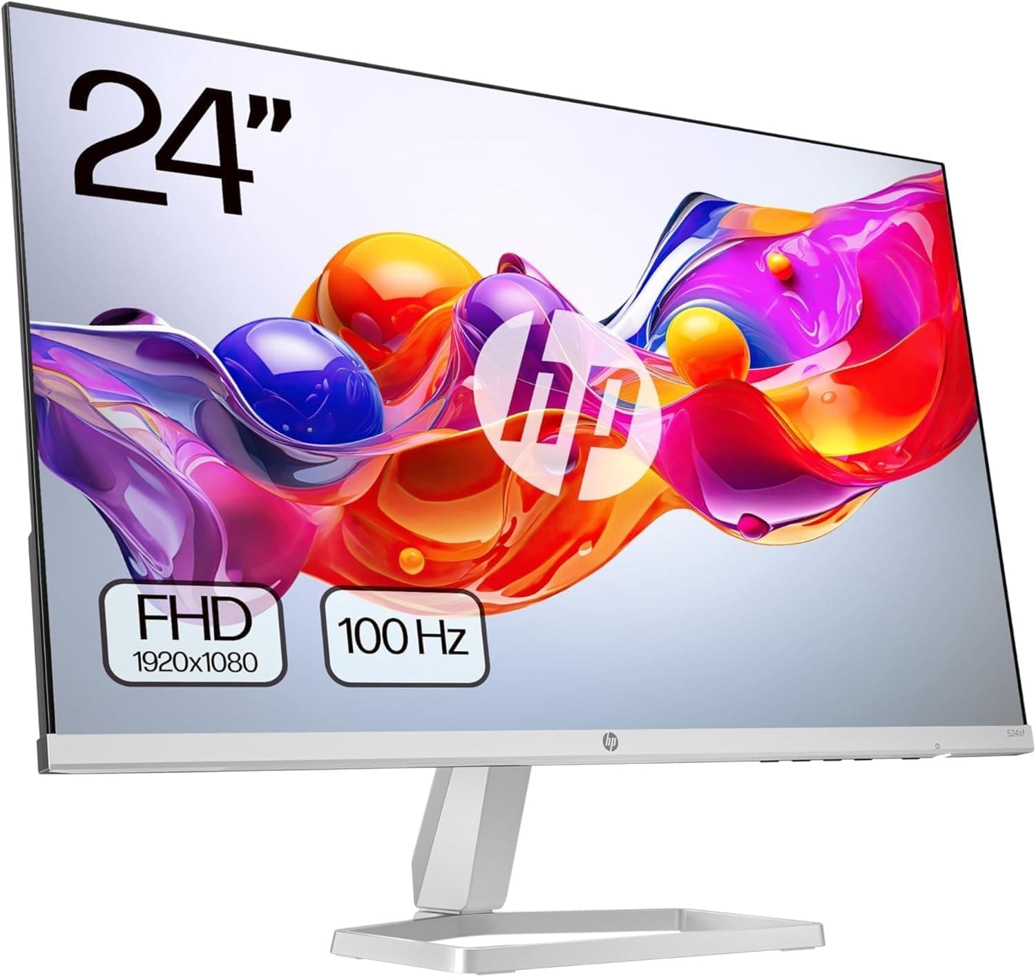 HP 524sf- Monitor FHD de 23,8" (1920x1080, IPS, 100 Hz, 5 ms, 99% sRGB, 300 Nits, contraste 1500:1) preto com suporte prateado