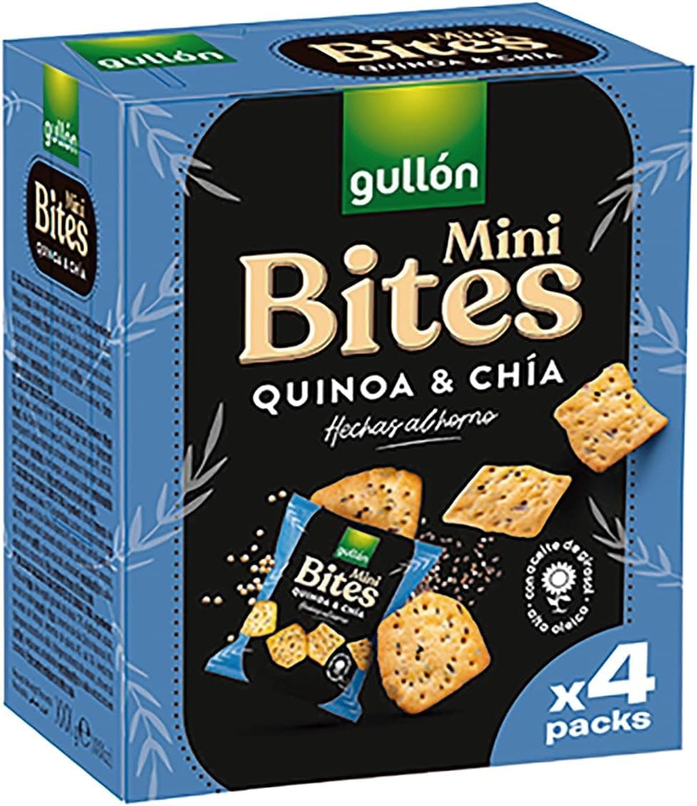 Gullón Mini Bites | Bolachas de quinoa e chia em pacotes individuais, 4x40 g
