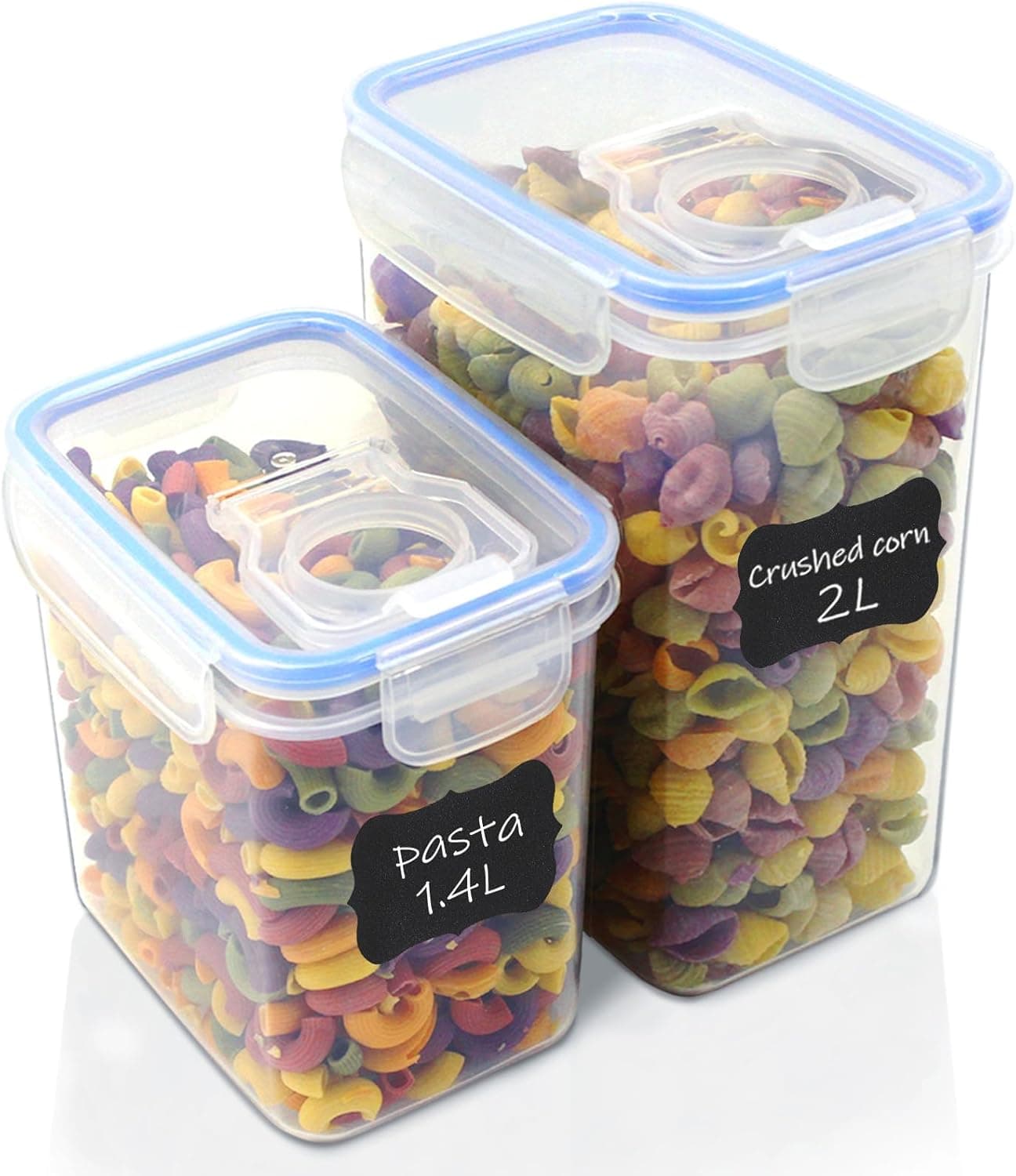 Goldeluxe Conjunto de 2 recipientes herméticos com tampa, sem BPA, 2L e 1.4L