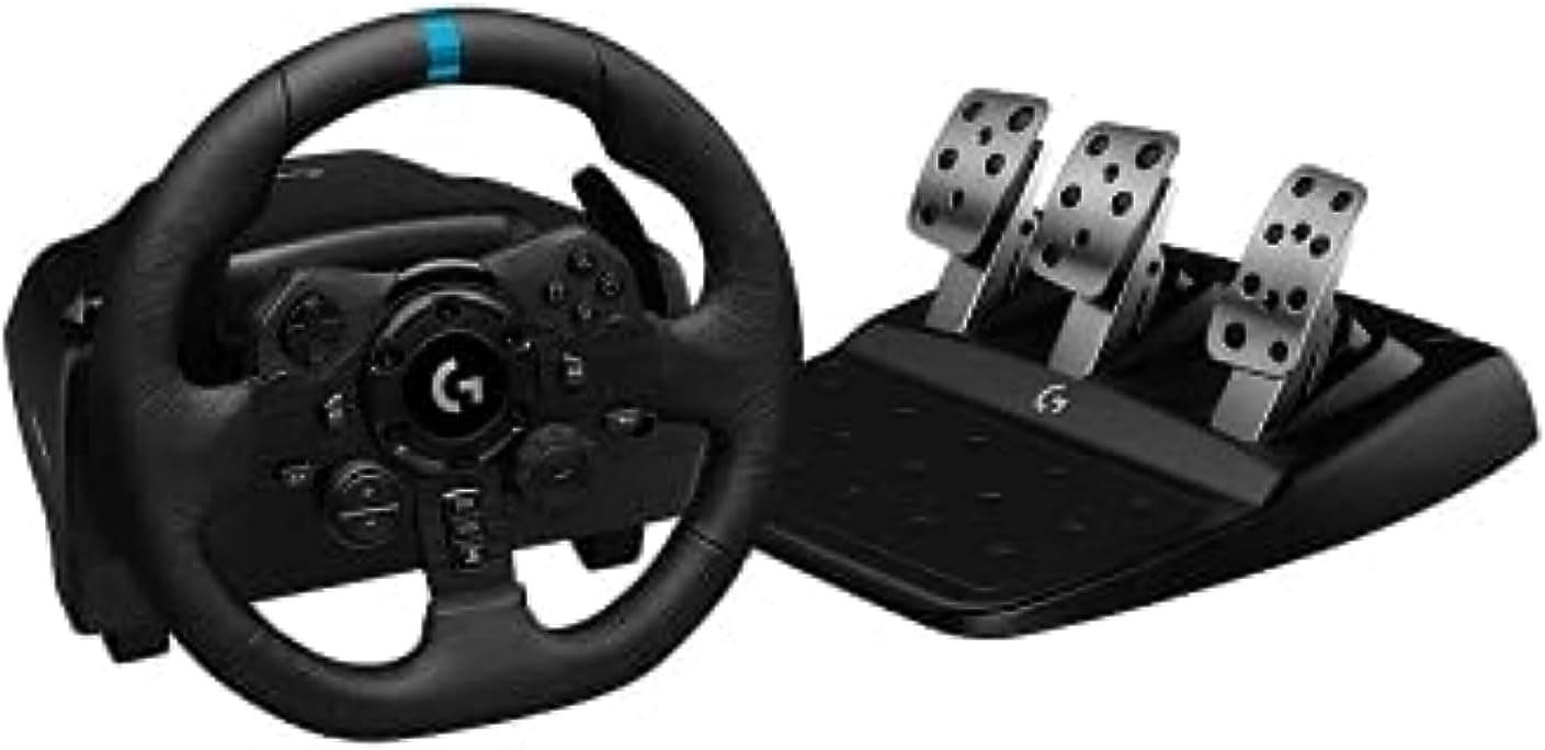 Logitech G 923 Volante e pedais de corrida para PS5, PS4 e PC, Uk inglês tomada de alimentação, tipo G, preto