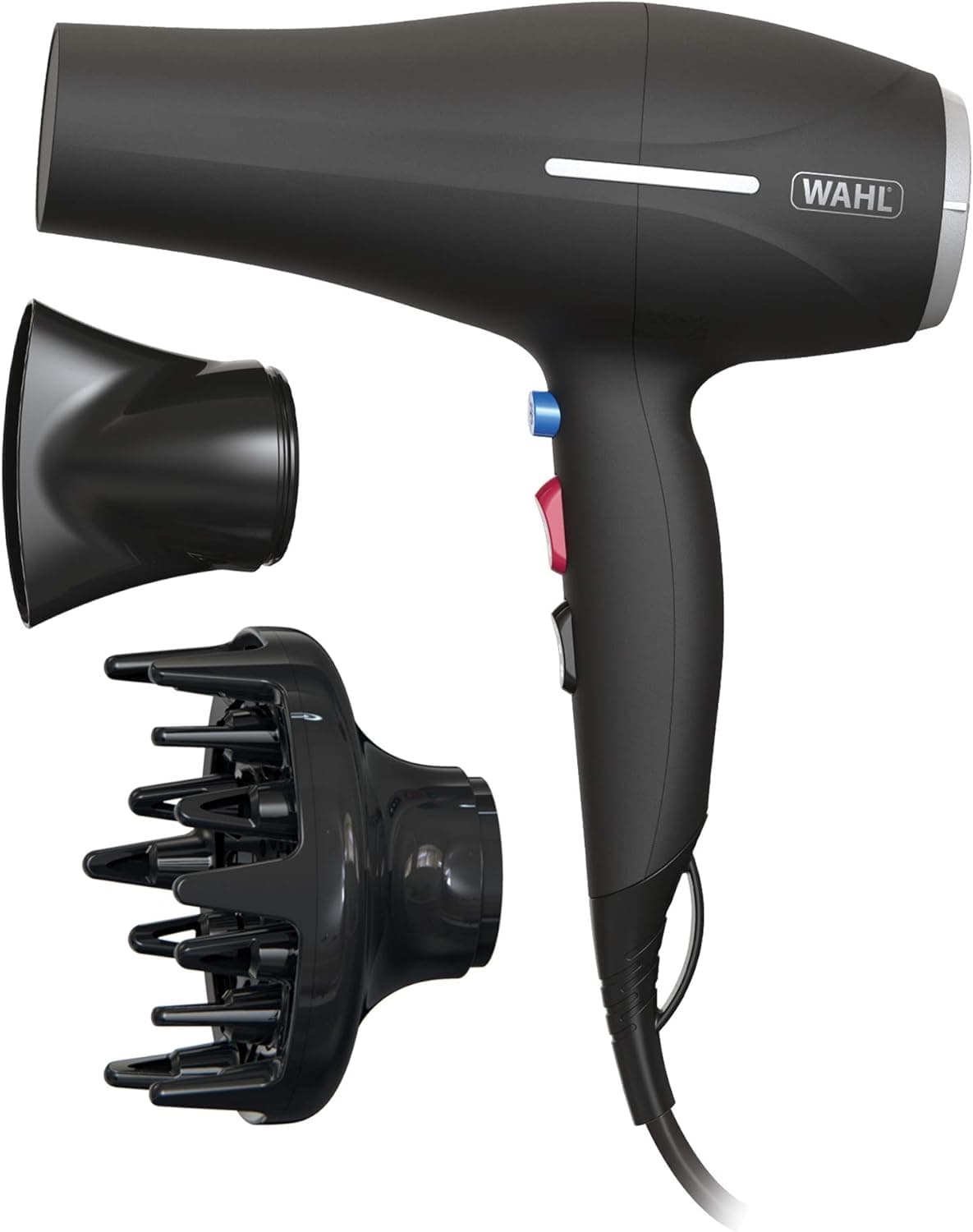 Wahl Secador de cabelo Ionic Smooth, secador de cabelo para mulher, botão Cool Shot, 3 configurações de calor e 2 velocidades, fluxo de ar de secagem rápida, secagem rápida, reduz a estática, preto