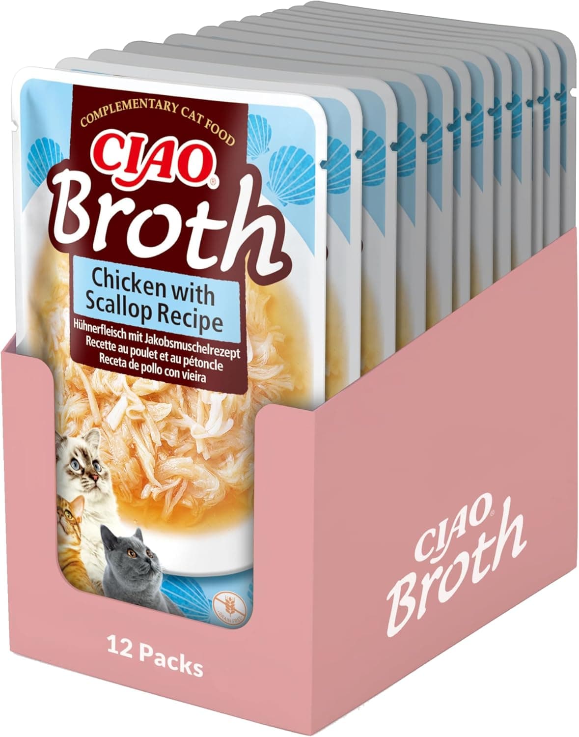 INABA CHURU Cat Chicken Broth Salmon | Snack cremoso para gatos com frango e salmão, 12x40 g