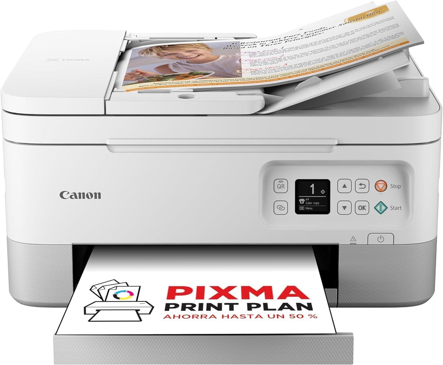 Canon Pixma TS7451i Impressora multifunções 3 em 1, sistema de jato de tinta, impressão, digitalização e cópia, Wi-Fi, Pixma Print Plant, impressão em frente e verso, ADF de 35 folhas, bandeja