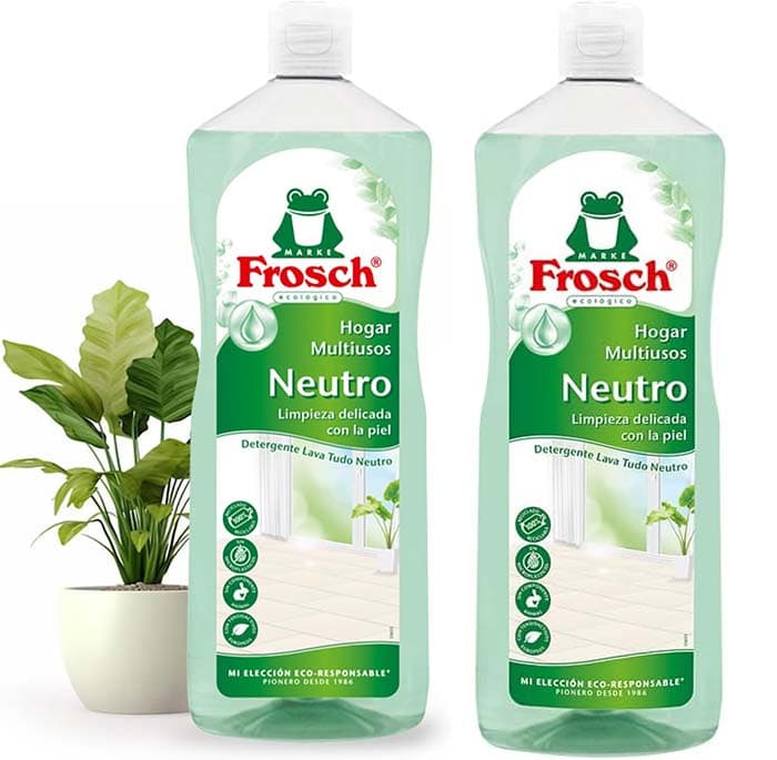 Frosch - Limpador multiuso doméstico ecológico com pH neutro, limpa todas as superfícies e cuida da pele - resultado brilhante e duradouro - 1 L x 2