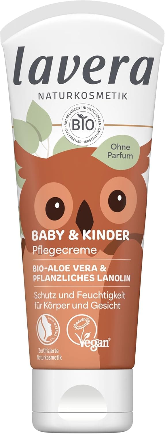 lavera Creme nutritivo para bebés e crianças, para rosto e corpo, sem fragrâncias ou conservantes, hidratante, protege e calma, vegan, cosmético natural, 75 ml