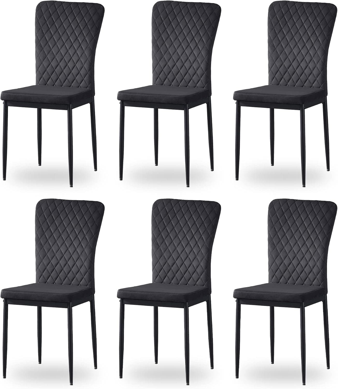 JYMTOM Conjunto de 6 cadeiras de sala de jantar de veludo com encosto alto, estrutura de metal, design escandinavo moderno para restaurante, sala de jantar, bar e café (6 unidades), preto