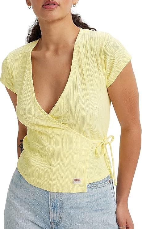 Levi's Dry Goods Pointelle Wrap Top Mujer S Amarillo En Polvo